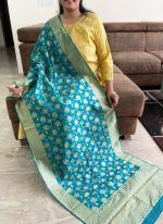 Banarasi Silk Sky Blue Festival Wear Zari Work Dupatta